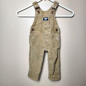 Oshkosh B'Gosh Tan Corduroy Flip Cuff Overall Bibs-Size 9 Months